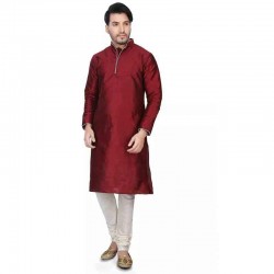 Dupion Silk Men's Designer Indian Kurta Pyjama