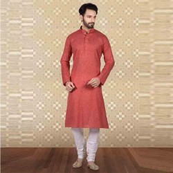 Men's Cotton Kurta Churidar Pyjama sets narangi