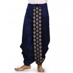 Traditional Solid Dhoti for Men blue with gold design