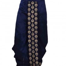 Traditional Solid Dhoti for Men blue with gold design