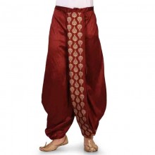 Traditional Solid Dhoti for Men brown gold leaf