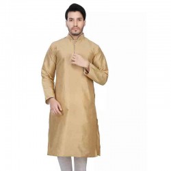 Dupion Silk Men's Designer Indian Kurta Pyjama gold