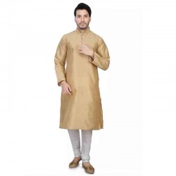 Dupion Silk Men's Designer Indian Kurta Pyjama gold