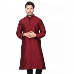 Dupion Silk Men's Designer Indian Kurta Pyjama mehndi