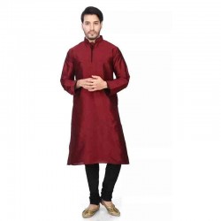 Dupion Silk Men's Designer Indian Kurta Pyjama mehndi