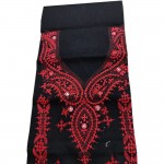 Gujrati Cotton dress material (Black With Red Work)
