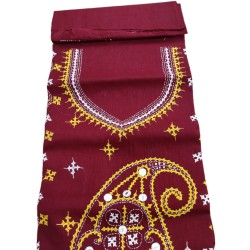 Gujrati Cotton dress material (Dark Red)