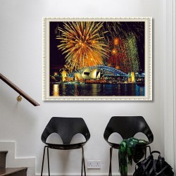 5d diamond painting living room night view full diamond full stickers(Diamond+tool+canvas)