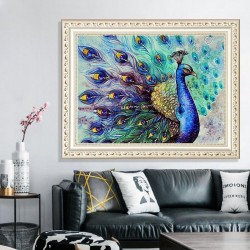 5d diamond painting living room peacock opening(Diamond+tool+canvas)