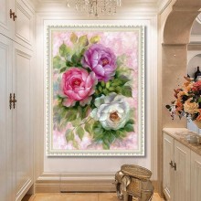 5d diamond painting living room peony flower part stick drill(Diamond+tool+canvas)