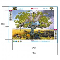 5d diamond painting living room tree house part drill(Diamond+tool+canvas)