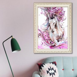 5d diamond painting living room white horse treading(Diamond+tool+canvas)