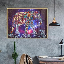 Elephant diy shaped diamond painting only sticks to the main body(Diamond+tool+canvas)