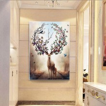 Living room porch vertical version elk diy point stick drill full diamond full stickers(Diamond+tool+canvas)