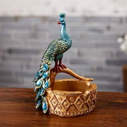 Creative Retro Resin Ashtray with Peacock Model Smoking Accessories Crafts Decoration Desktop Decoration