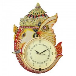 Home Decorative Wooden Wall Clock ( Ganesh )