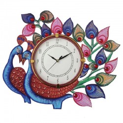 Home Decorative Wooden Wall Clock ( Peacock Pair )