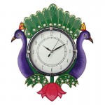 Home Decorative Wooden Wall Clock ( Purple Peacock )