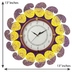 Home Decorative Wooden Wall Clock ( Yellow & Purple )