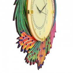 Home Decorative Wooden Tow Peacock Wall Clock 