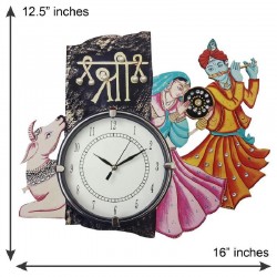 Home Decorative Wooden Wall Clock (Shree Radha Krishna)