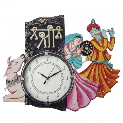 Home Decorative Wooden Wall Clock (Shree Radha Krishna)