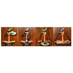 ADIVASI FEMALE MUSICIAN SET OF 4 (WOODEN BACKGROUND SMALL)