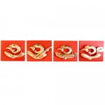 GANESHA MUSICIAN SET OF 4 (RED BACKGROUND)