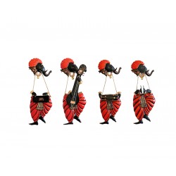 GANESHA MUSICIAN (RED) SET OF 4