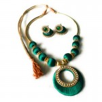 Hand Made Silk Dori Jewel Set Green