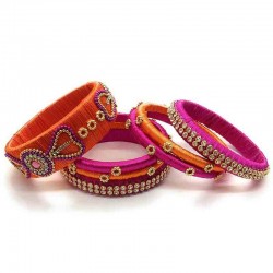 Handcrafted Designer Silk Thread Bangles for Women Handoven-Handcrafted