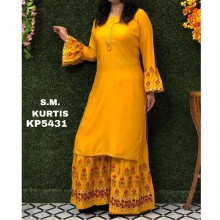 Kurta Palazzo Set Without Dupatta-yellow