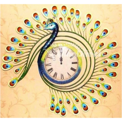 Dancing Peacock Clock Wall Hanging