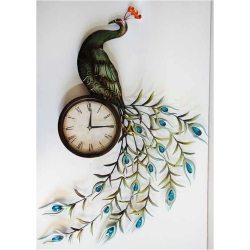 Peacock Clock Wall Hanging 