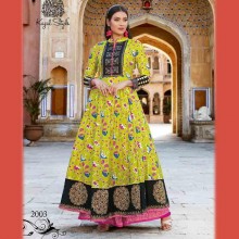 Fabdrape embroidered stitched Anarkali Suit-Yellow