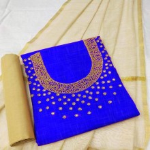 Hand Work Dress Material with Dupatta-Blue Handoven-Handcrafted