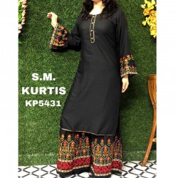 Kurta Palazzo Set Without Dupatta-Black