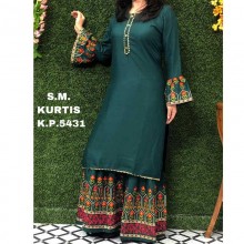 Kurta Palazzo Set Without Dupatta-Green