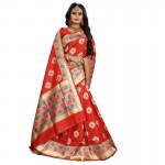 BANARASI HANDLOOM SILK SAREE-Red Handwoven-Handcrafted