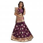 BANARASI HANDLOOM SILK SAREE-Wine Handwoven-Handcrafted