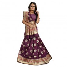 BANARASI HANDLOOM SILK SAREE-Wine Handwoven-Handcrafted