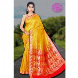 Banarasi Art Silk Saree With Tanchoi Weaving With Blouse-yellow