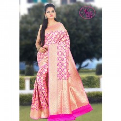 Banarasi Handwoven Opara Art Silk Saree With Blouse-pink