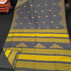 Women Cotton Silk Handloom Saree-Grey